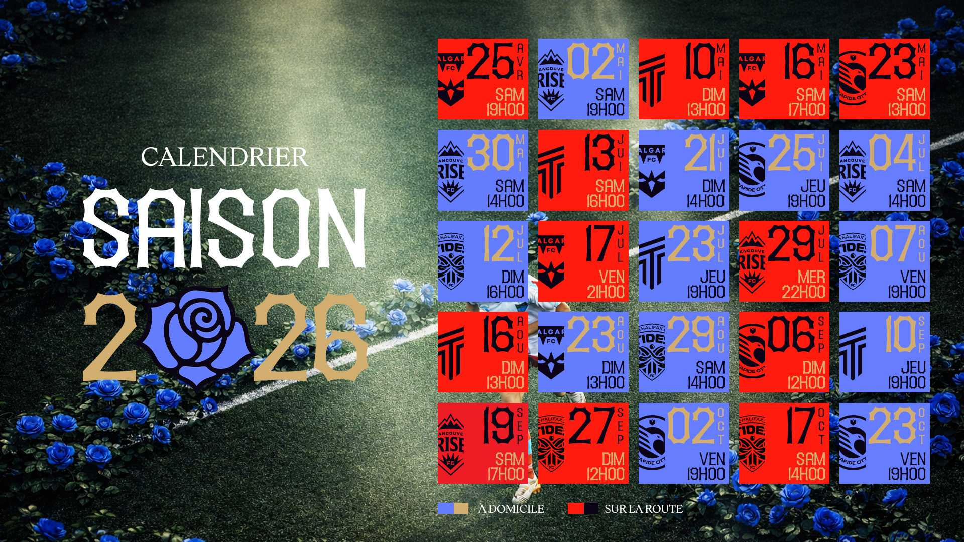 LES ROSES DE MONTRÉAL DÉVOILENT LEUR CALENDRIER 2026