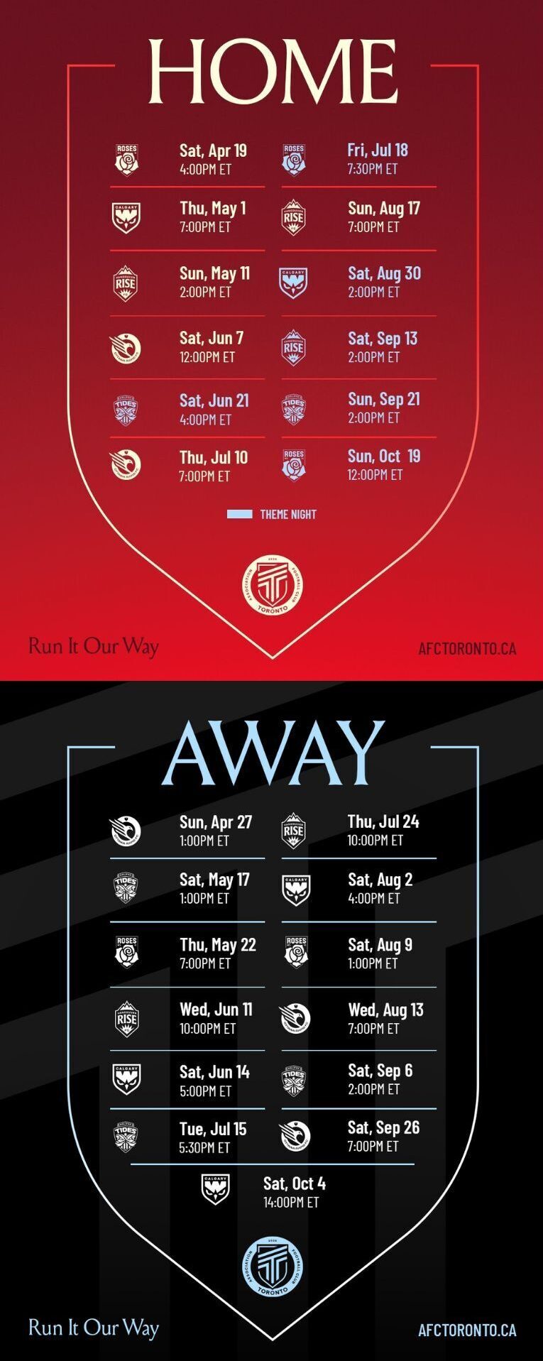 AFC Toronto Schedule