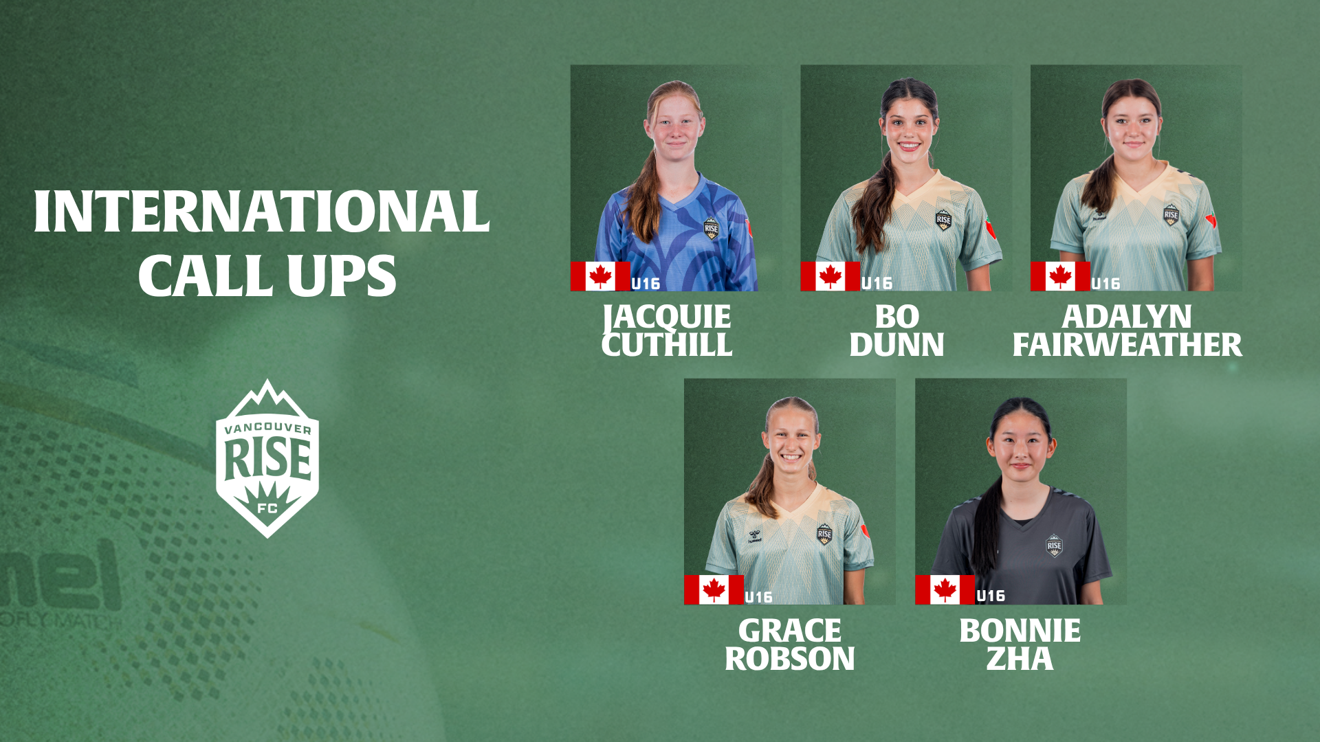 Five Vancouver Rise FC Academy players called up for Canada U-16 camp