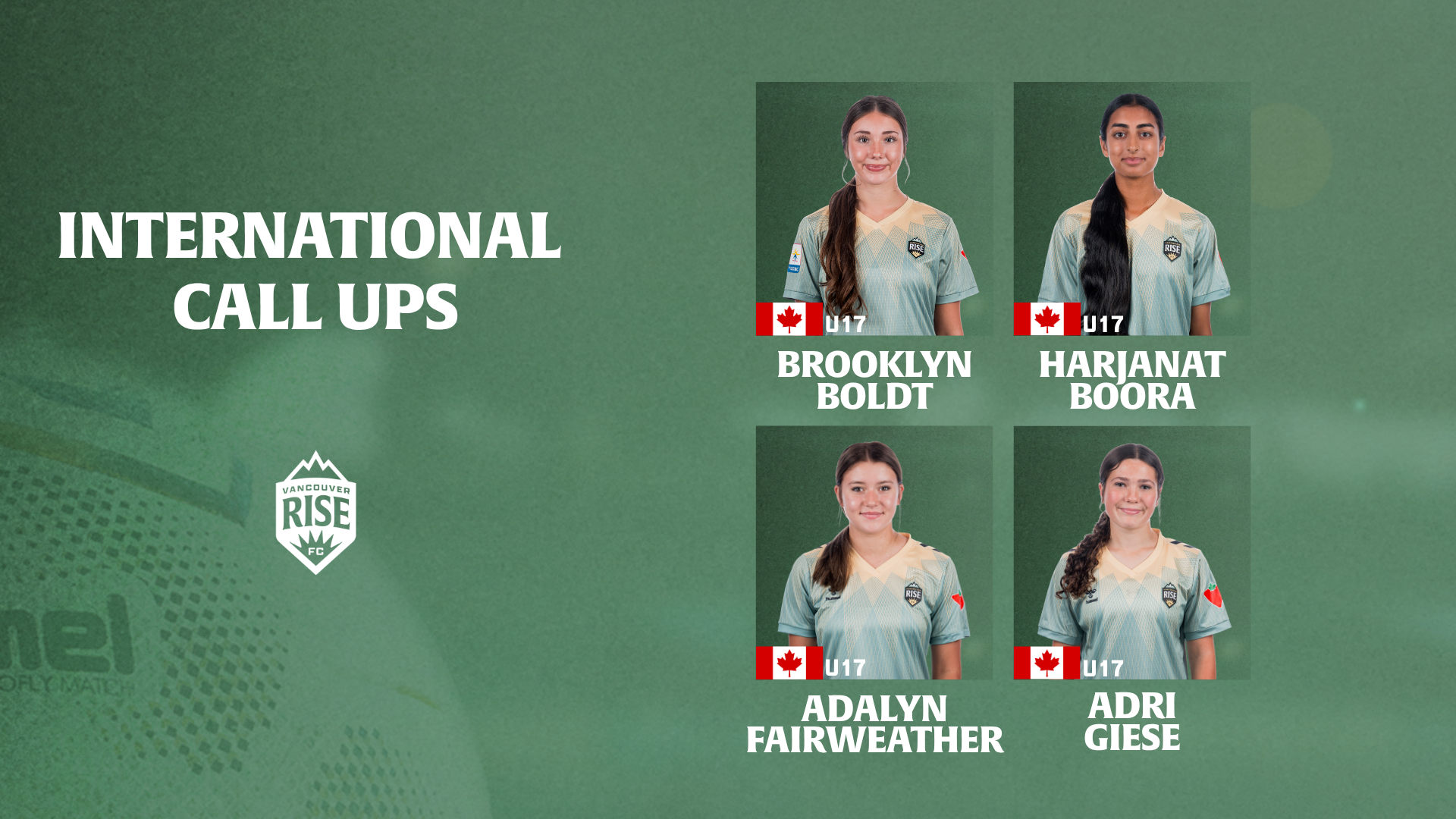 Four Vancouver Rise FC Academy players called up for Canada's FIFA U-17 Women's World Cup squad